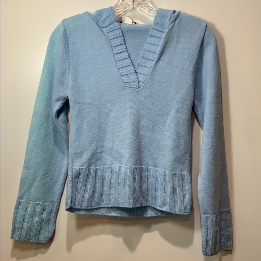 Gabriel New York Baby Blue Hoodie V-Neck Sweater